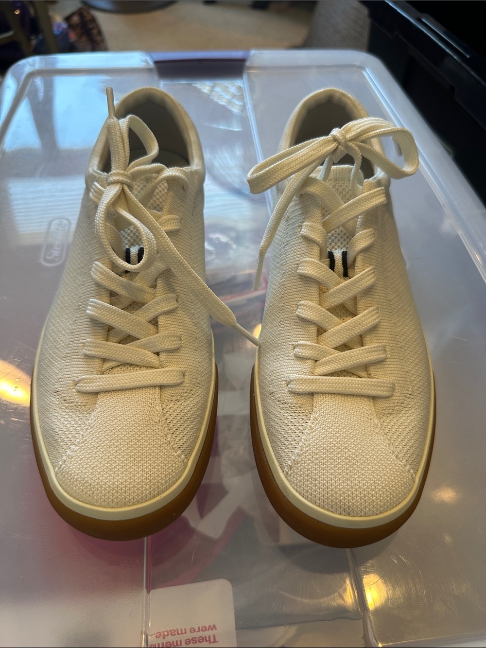 Rothy’s The Lace Up Sneaker Women’s Cream Knit Casual Sneakers - Size 8